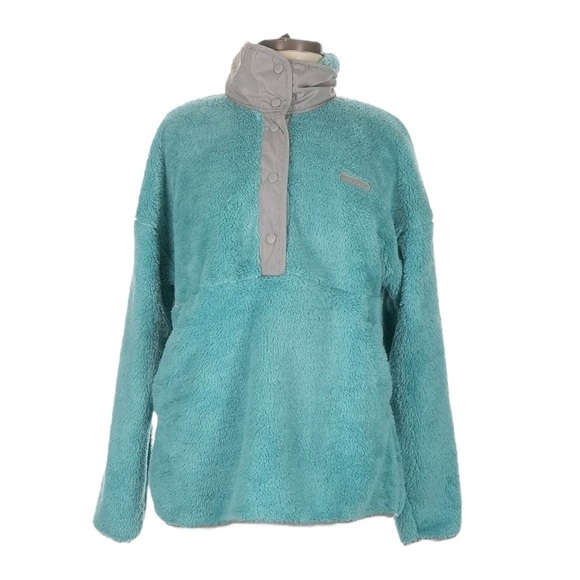 Spyder Tops - Spyder Women’s 1/4 Snap Sherpa Fleece Pullover Aqua Sea Blue Size L NWT